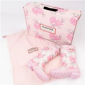 🌹Hunter x LoveShackFancy Rose Beaux Mint Pink Girls Rubber Boots